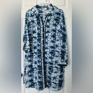 Ava James Blue and White Tie Dye Tunic/Swim Cover‎ up/Top